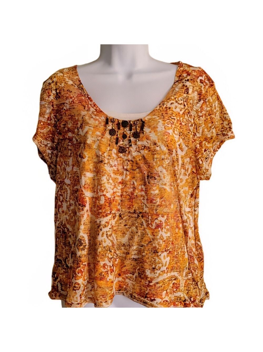 Hearts Of Palm Layered Embellished Top Size XL